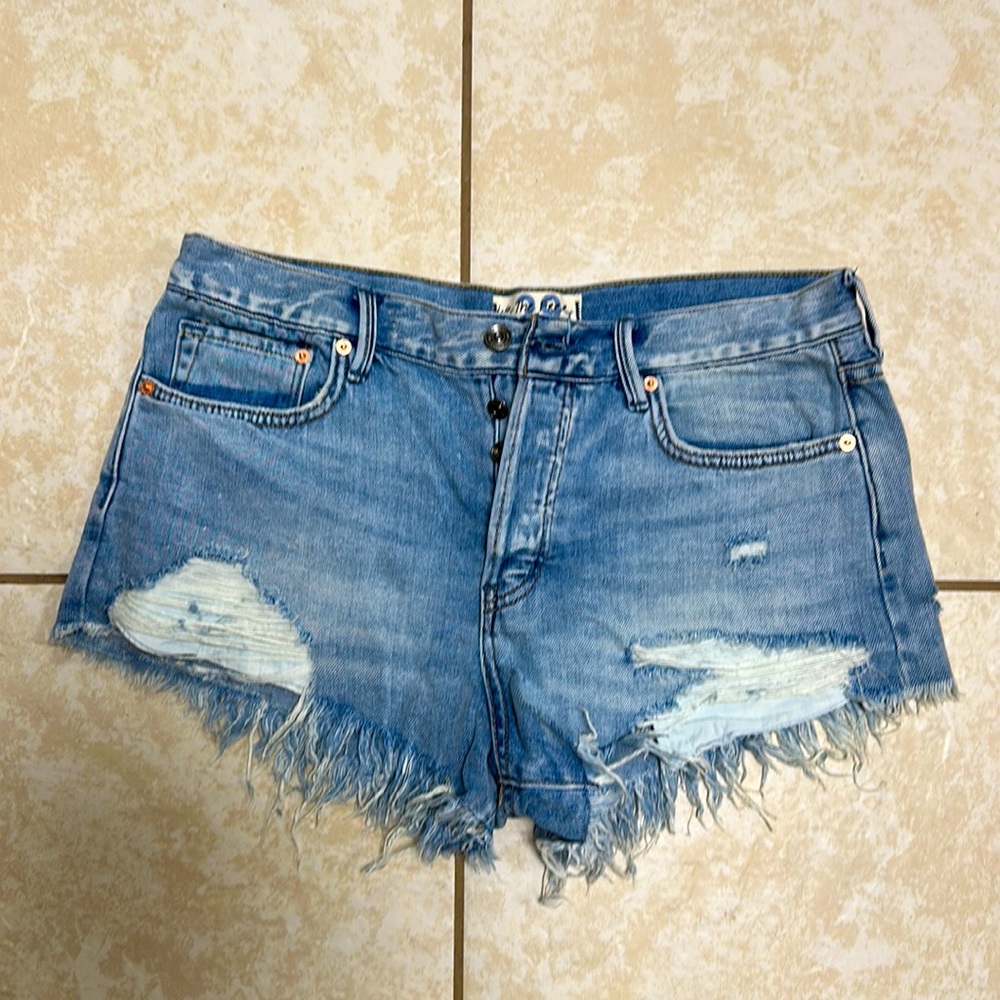 Free People cut off blue Jean shorts low rise